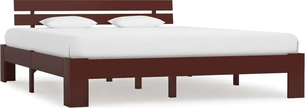 vidaXL sötétbarna tömör fenyőfa ágykeret 160 x 200 cm