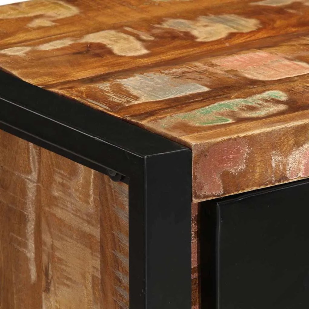 többszínű tömör újrahasznosított fa fiókos szekrény 40x40x75 cm