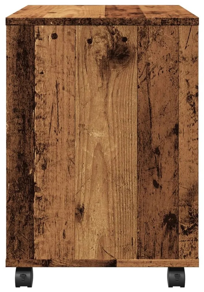 antik fa színű szerelt fa kerekes szekrény 45 x 38 x 54 cm