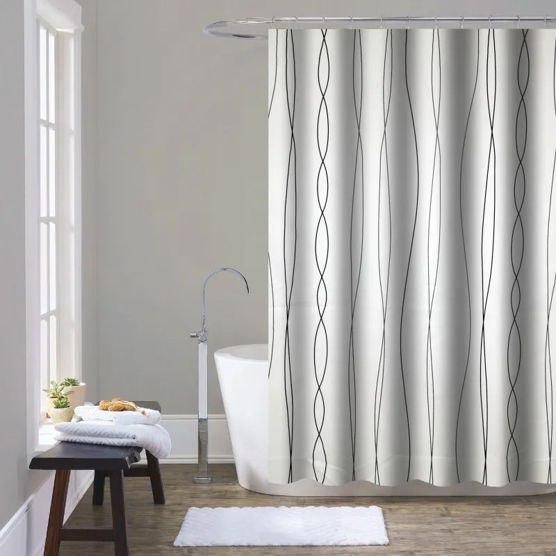 Zuhanyfüggöny - LINES - Impregnált textil - 180 x 200 cm