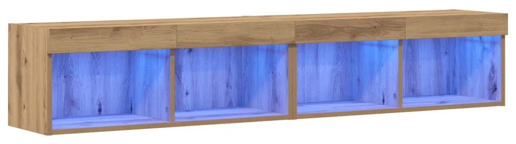 LED lámpás TV fali szekrény 2 db Artisan tölgy 80x30x30 cm