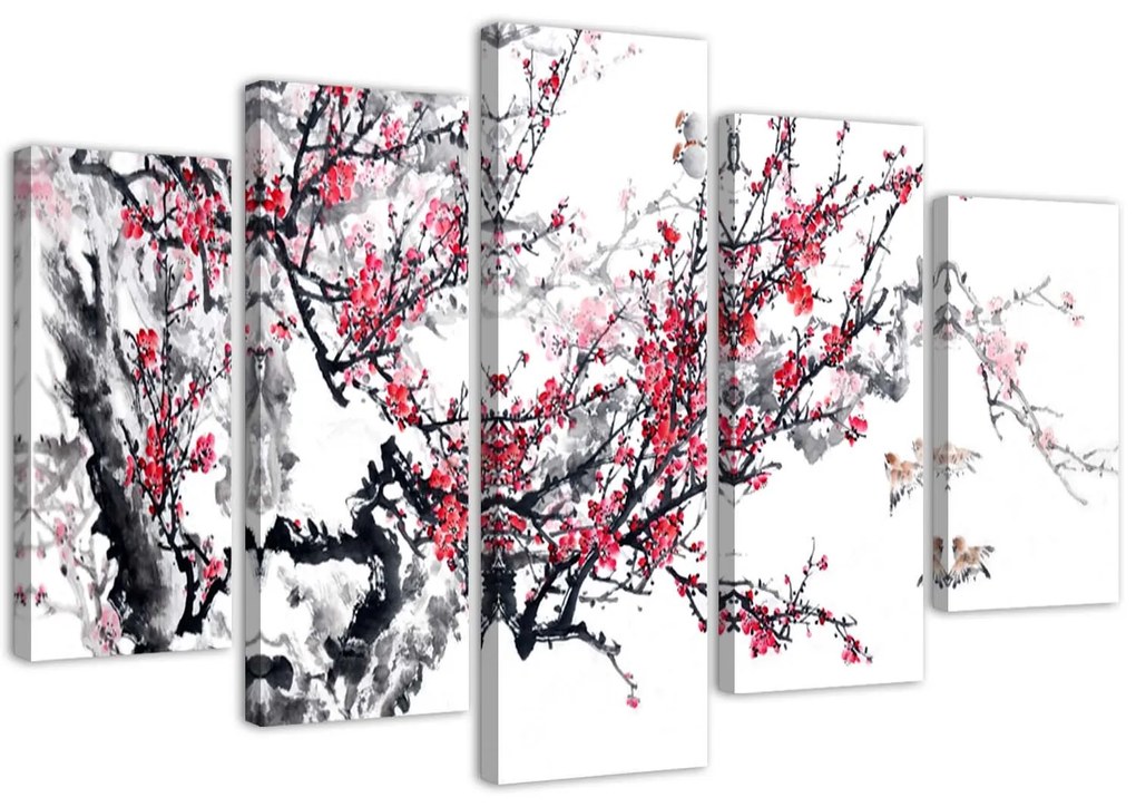 Gario Vászonkép Japán cseresznyefa - 5 részes Méret: 150 x 100 cm