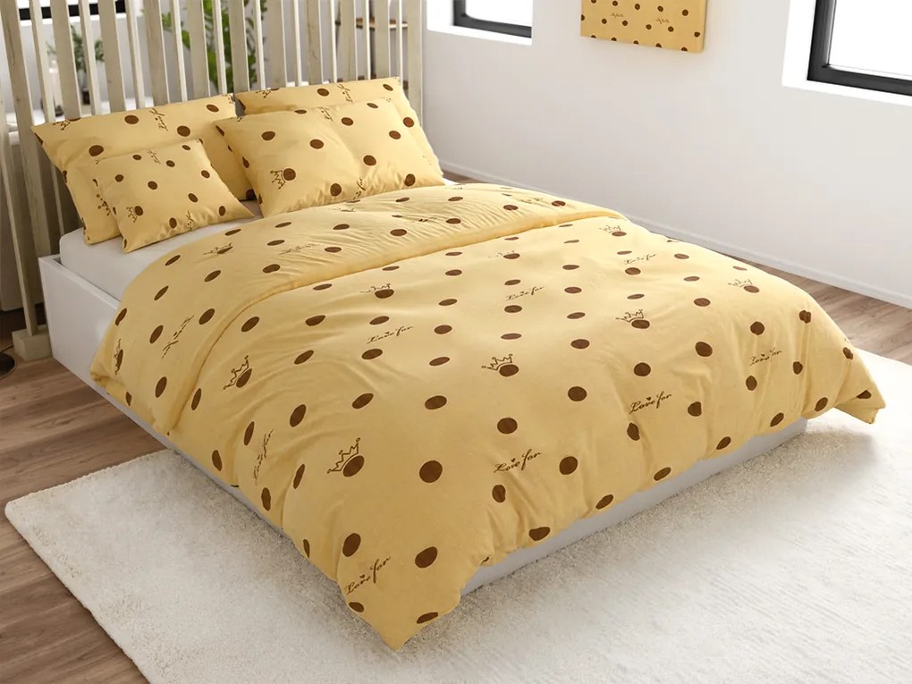 Krepp ágynemű LOVE FOR krém színű Ágyneműhuzat mérete: 70 x 90 cm | 140 x 200 cm