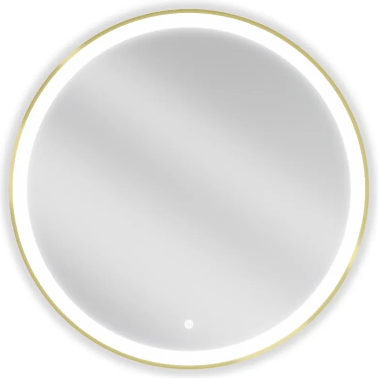 Mexen Esso LED-es megvilágított fürdőszobai tükör, kerek, 80 cm, 6000K, páramentes, arany keret - 9825-080-080-611-50