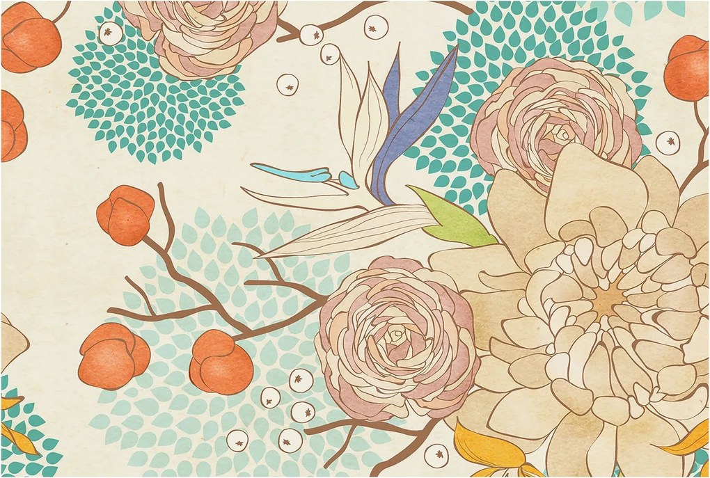 Design fali fotótapéta Flizelin Virágos fantázia 104x70 Ragasztó