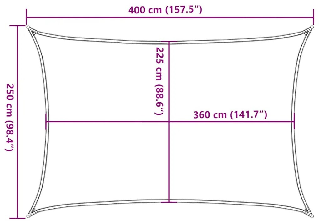 világoszöld HDPE napvitorla 160 g/m² 2,5 x 4 m