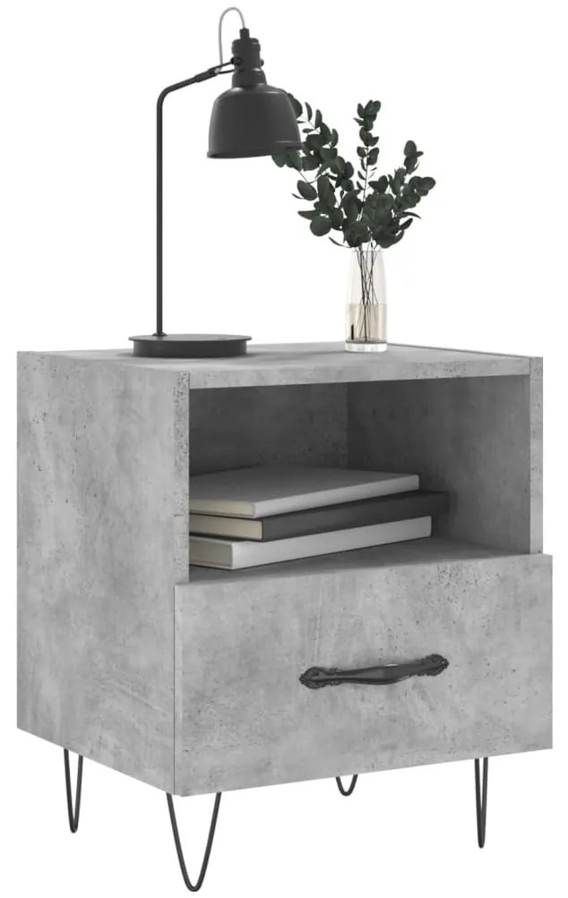 2 db betonszürke szerelt fa éjjeliszekrény 40 x 35 x 47,5 cm