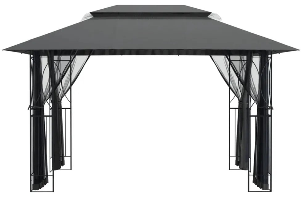 antracitszürke acélpavilon oldalfalakkal 400 x 300 x 270 cm