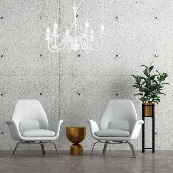 Csillár láncon DONATO 6xE14/40W/230V fehér