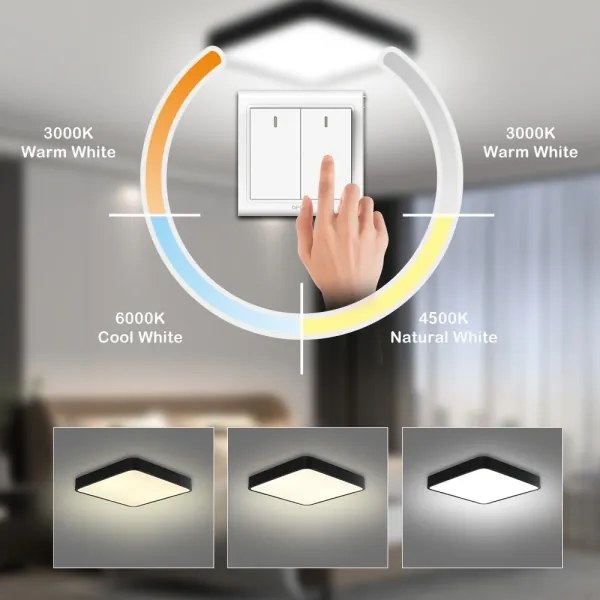 Brilagi - LED mennyezeti lámpatest POOL SQUARE LED/48W/230V 50x50 cm fekete