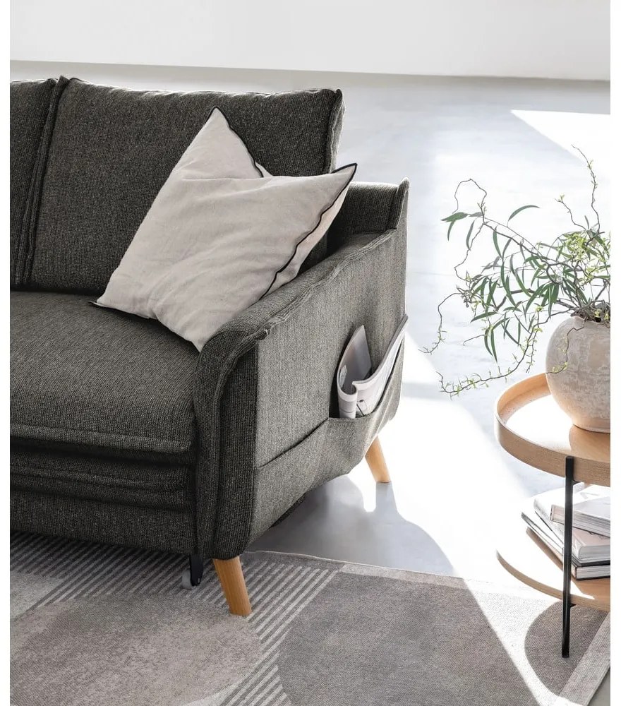 Sötétszürke kinyitható sarokkanapé (bal oldali) Charming Charlie – Miuform