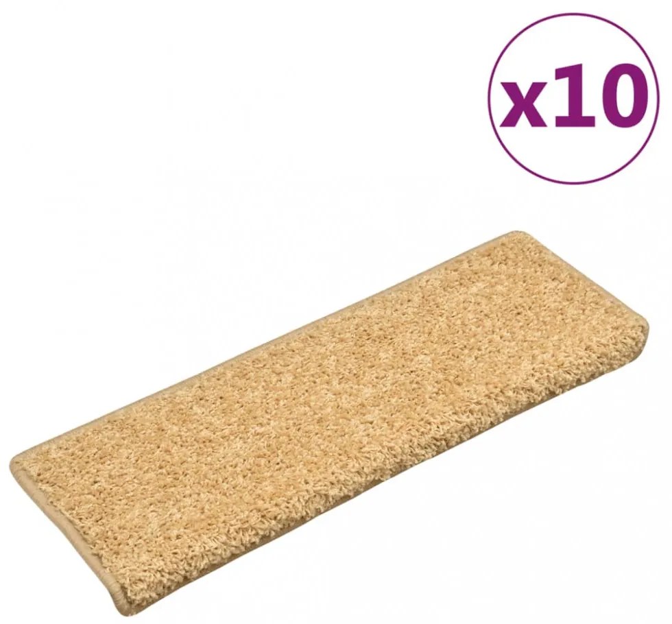 10 db lépcsőszőnyeg 65 x 21 x 4 cm bézs téglalap alakú széllel