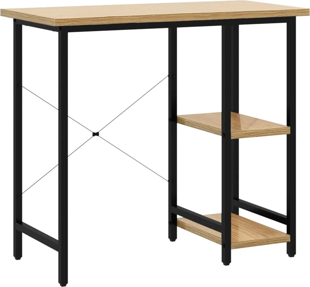 vidaXL fekete-tölgyszínű MDF és fém számítógépasztal 80 x 40 x 72 cm