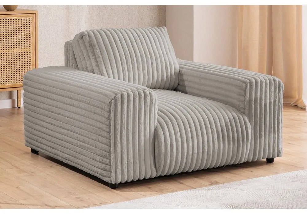 Világosszürke kordbársony fotel Justin – Ropez