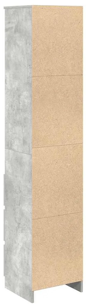 betonszürke szerelt fa magasszekrény 37,5x35x180 cm