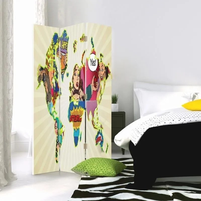 Gario Paraván Pop Art világtérkép Méret: 145 x 170 cm, Kivitelezés: Klasszikus paraván