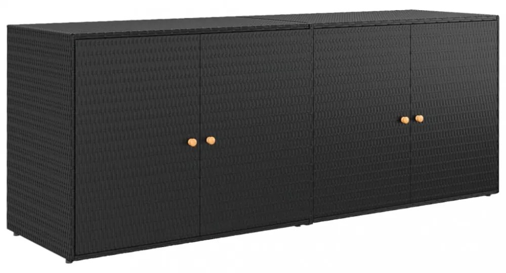 fekete polyrattan kerti tárolószekrény 198 x 55,5 x 80 cm