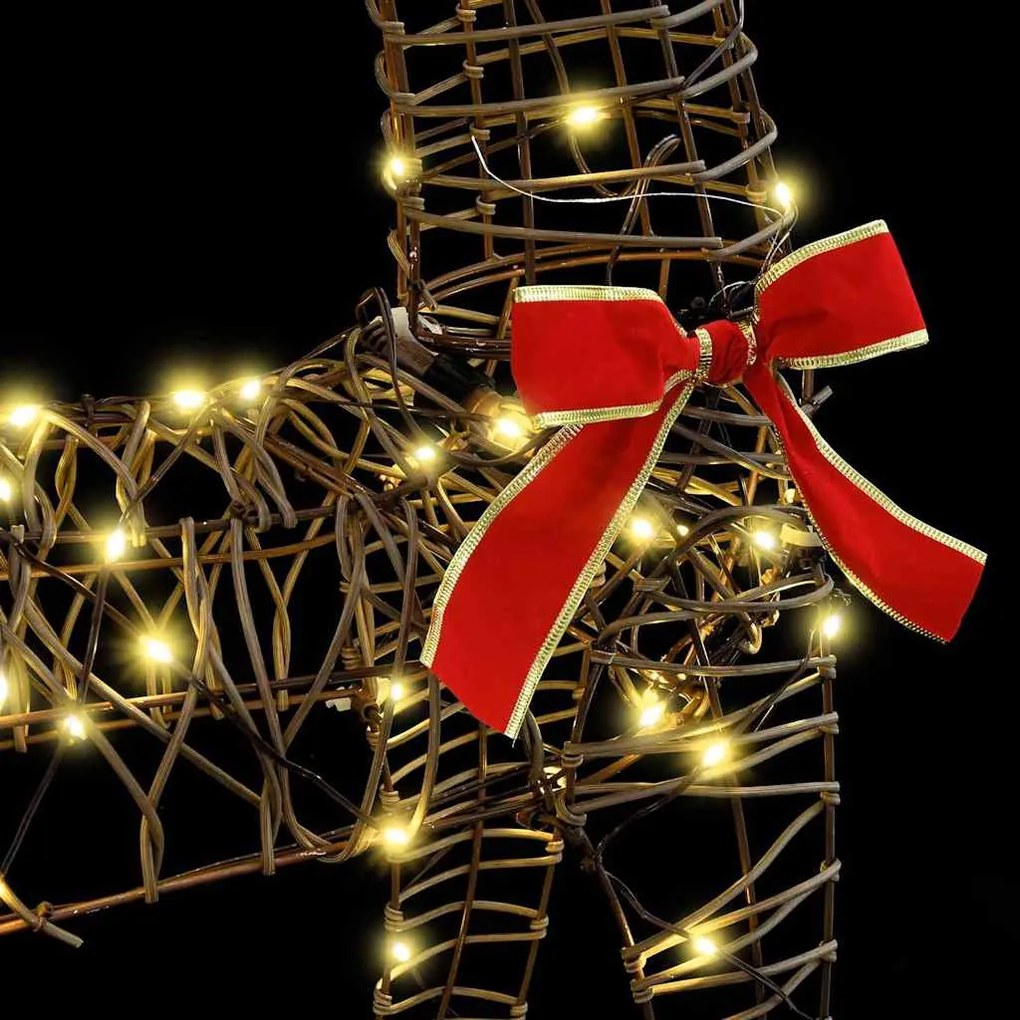 Rénszarvas húzta szán Meleg fehér 70 x 26 x 128.5 cm Rattan