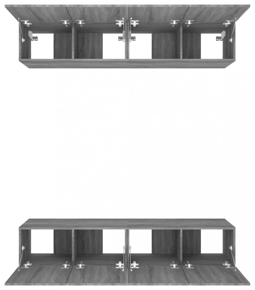 4 db szürke sonoma színű szerelt fa TV-szekrény 80 x 30 x 30 cm