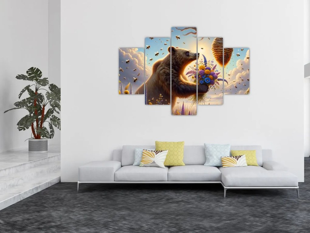 Kép - Medve és méhek (150x105 cm)