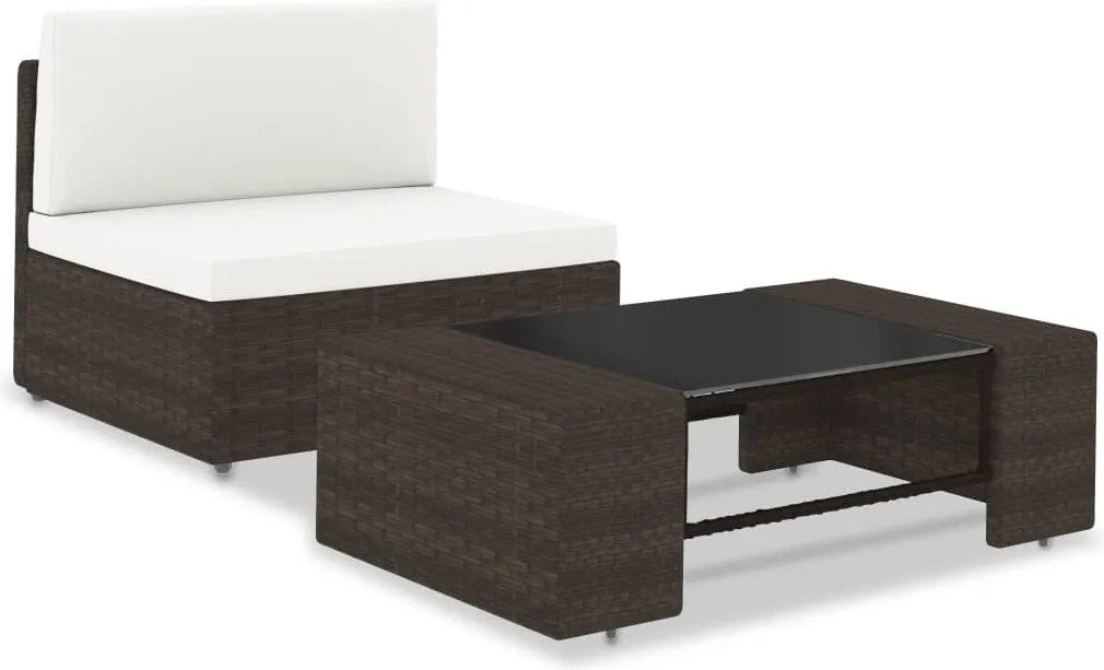 vidaXL 2 részes barna polyrattan kerti ülőgarnitúra