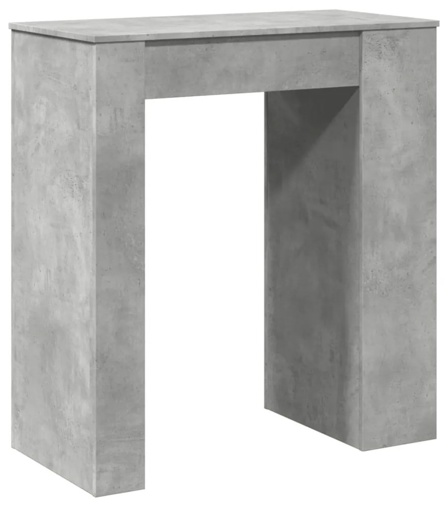 betonszürke szerelt fa tárolórekeszes bárasztal 95x47x103,5 cm