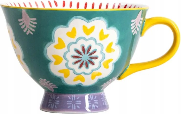 Kézzel festett Shilla bögre sárga füllel 0,4 l Homla