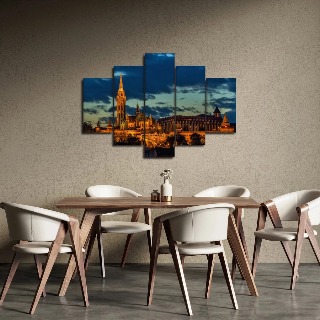 Kivilágított épületek képe (150x105 cm)