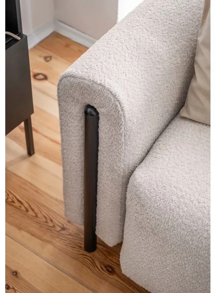 Bézs buklé kinyitható-tárolóhelyes kanapé 244 cm Arcadova – ELTAP