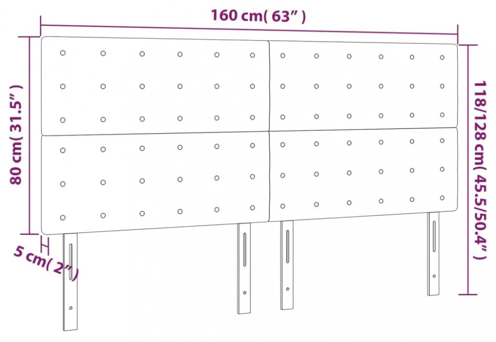 4 db sötétszürke szövet fejtámla 80 x 5 x 78/88 cm
