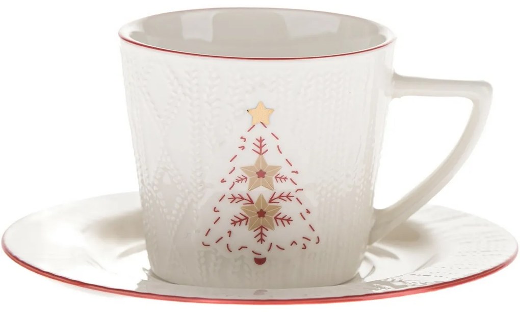 Porcelain cup with saucer Knitted tree 110 ml