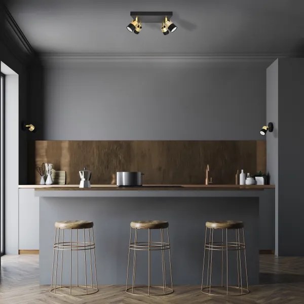 LED Spotlámpa TUBSSON 4xGU10/4,8W/230V fekete/arany