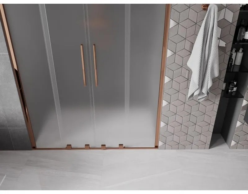 Mexen Velar Duo, tolózuhanyajtó nyitáshoz 140 cm, 8 mm-es matt üveg, rózsaszín arany, 871-140-000-32-60