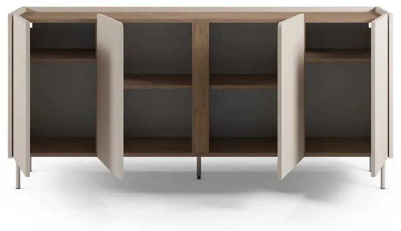 Krémszínű-natúr színű komód tölgyfa dekorral 180x82x40 cm Lucile – Marckeric