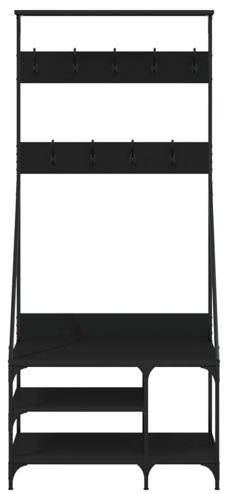 fekete ruhafogas cipőpolccal 80x40x184 cm