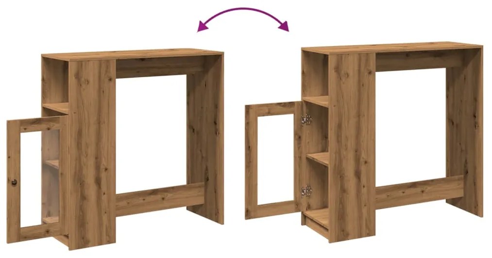 vidaXL kézműves tölgy szerelt fa bárasztal tárolókkal 101x40x103,5 cm