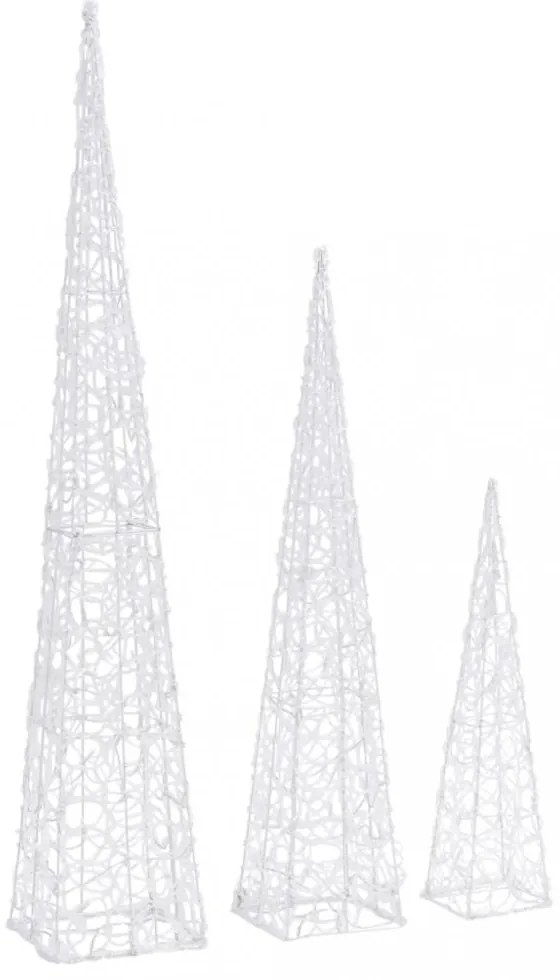 kék fényű LED-es akril díszfénykúpszett 60/90/120 cm