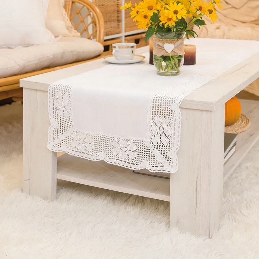 Rachela Csipkés futó, szélesség 60 x magasság 120cm, fehér színű