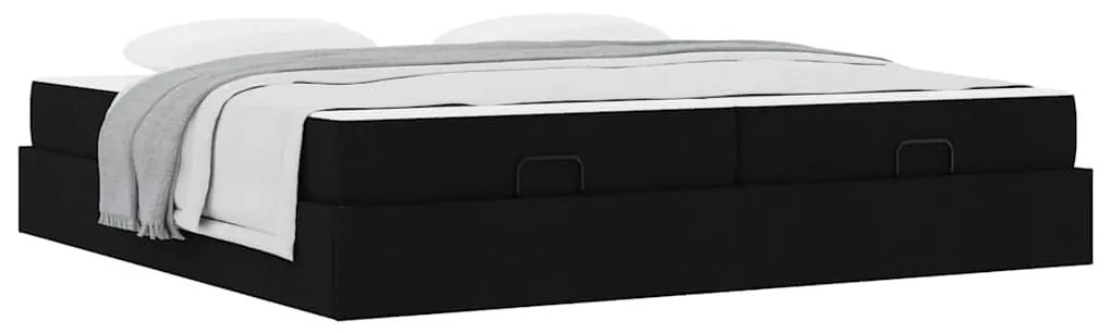 Ágykeret tárolóval Fekete 200 x 200 cm szövet