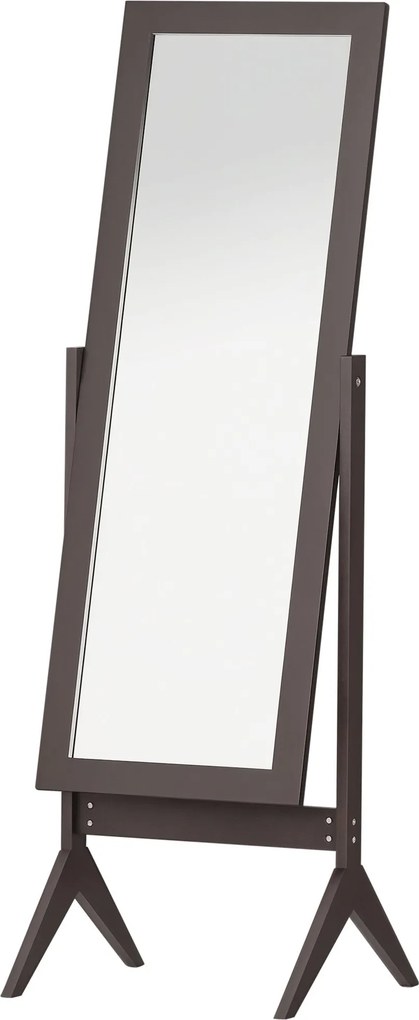 HOMCOM Álló Tükör Teljes Hosszúságú Tükör Smink Tükör Emelt Lábakkal Könnyen Tisztítható MDF Kávé 47 x 46 x 148 cm | Aosom
