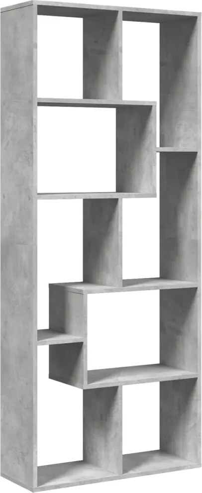 vidaXL betonszürke szerelt fa elválasztó könyvespolc 67x25x161,5 cm
