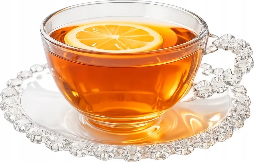 Üveg kávés- és teáscsésze csészealjjal virágokkal Bloom 200 ml