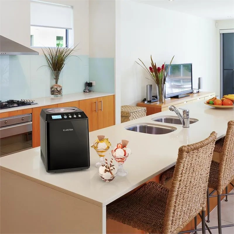 Klarstein Vanilly Sky Family, fagylaltgép, fagylalt- és fagyasztott joghurtkészítő gép, 250 W, 2,5 L, fekete
