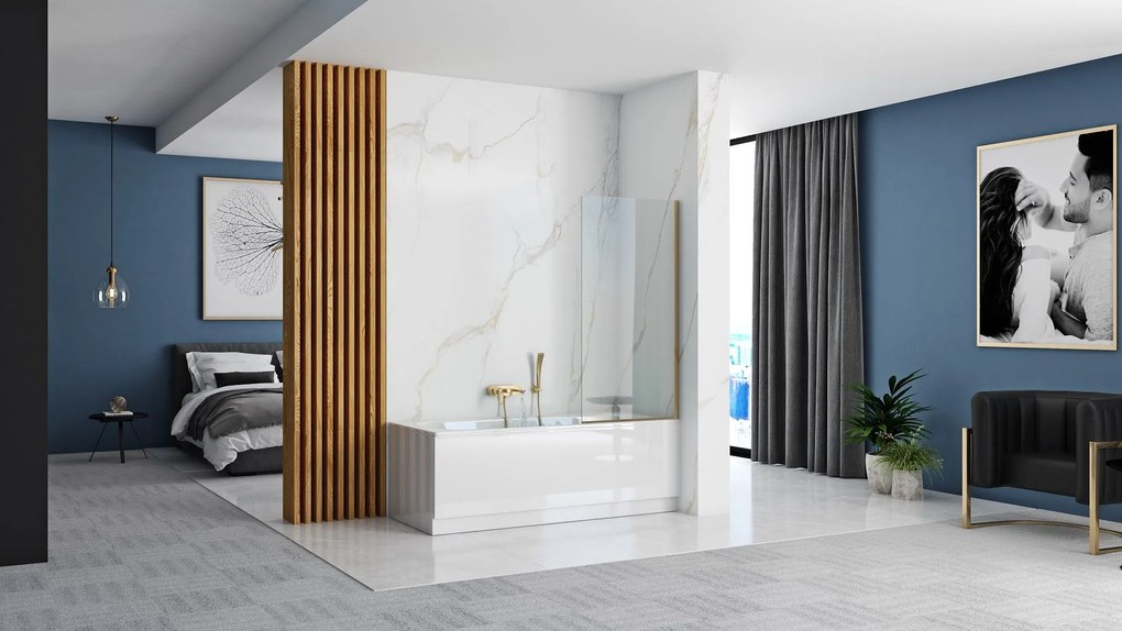 Fürdőkádparaván Rea Elegant Fix Arany 70 cm