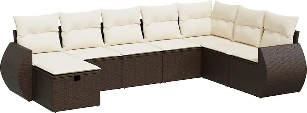 vidaXL 8 részes barna polyrattan kerti ülőgarnitúra párnákkal