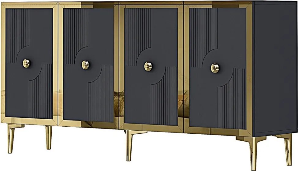 Pega komód, antracit-arany, 125 cm