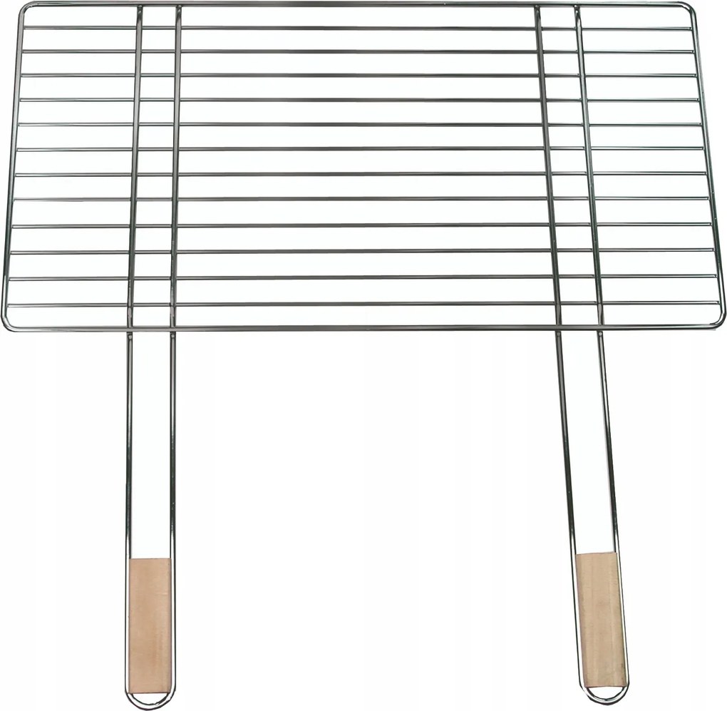 Grillrács 58x30cm krómozott acél MG253 fa nyél