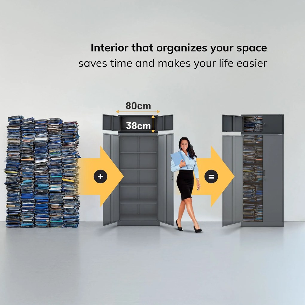 Moduláris felső szekrény EWA Compact 800 x 380 x 400 mm, antracit