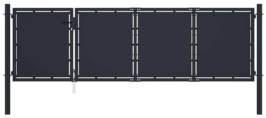 vidaXL antracit színű acél kerti kapu 350 x 100 cm