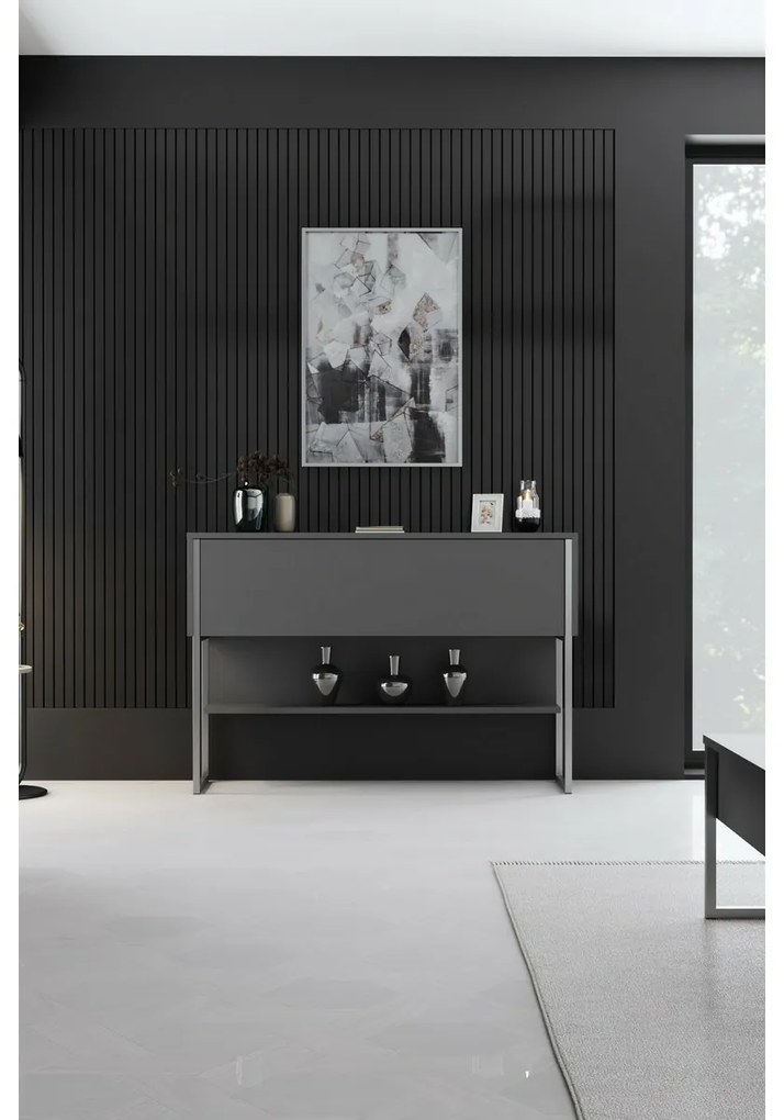 Luxe antracit és ezüst komód